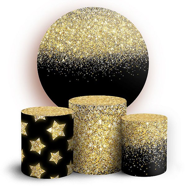 KIT Redondo e Trio - Glitter Dourado  - Sublimado 3D