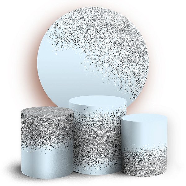 KIT Redondo e Trio - Glitter Azul  - Sublimado 3D