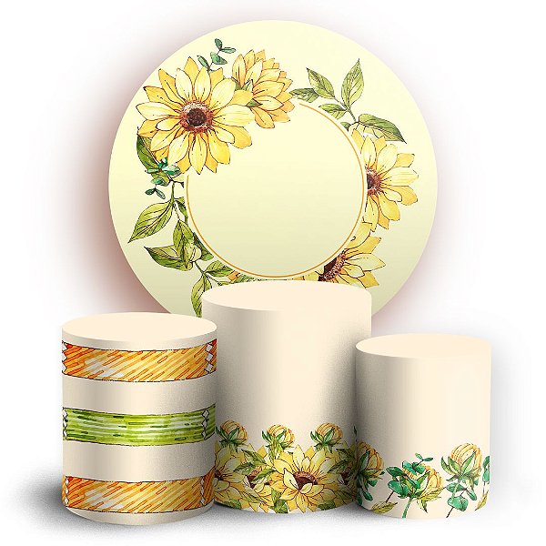 KIT Redondo e Trio - Girassol  - Sublimado 3D