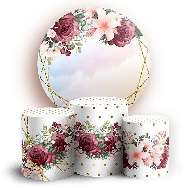 KIT Redondo e Trio - Floral  - Sublimado 3D