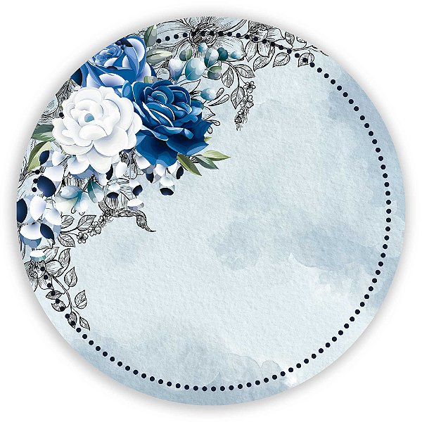 Painel Redondo - Floral Azul - Sublimado 3D