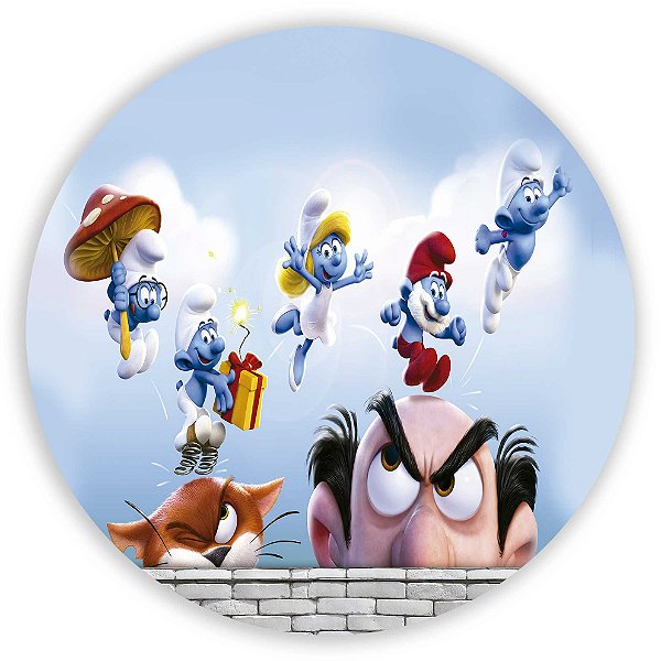 Painel Redondo - Os Smurfs - Sublimado 3D