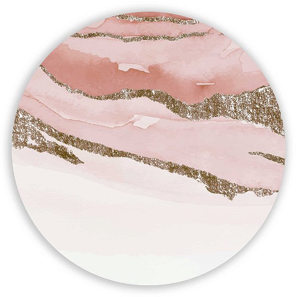 Painel Redondo - Mármore Glitter Rosa - Sublimado 3D