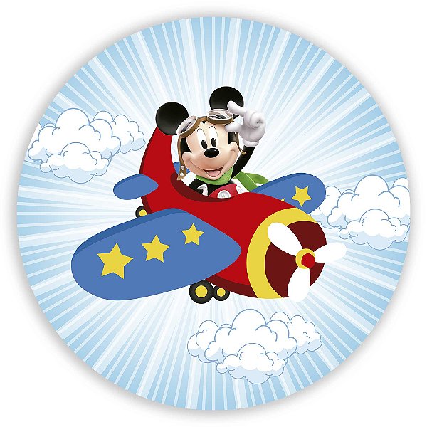 Painel Redondo - Mickey Aviador - Sublimado 3D