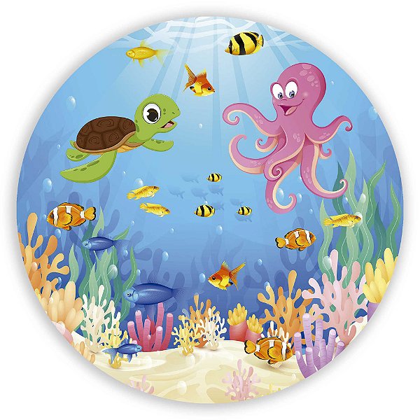 Painel Redondo - Fundo do Mar - Sublimado 3D