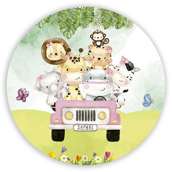 Painel Redondo - Animais Safari - Sublimado 3D
