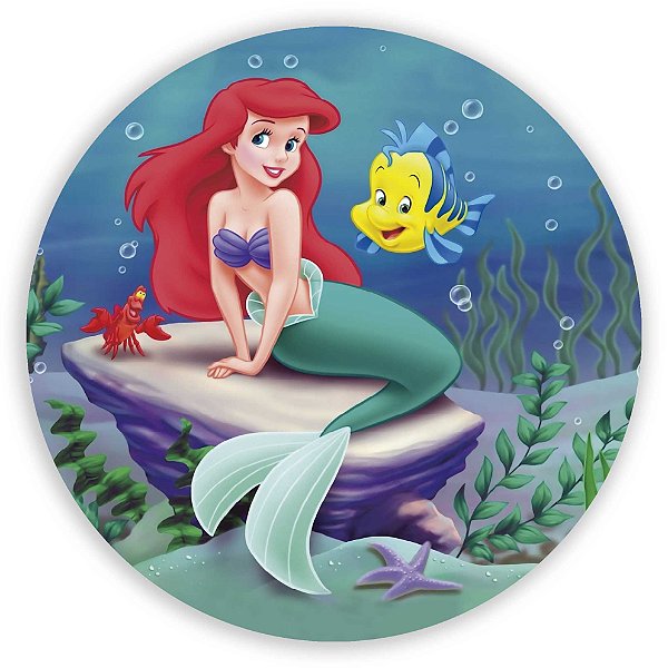 Painel Redondo - Ariel Pequena Sereia - Sublimado 3D