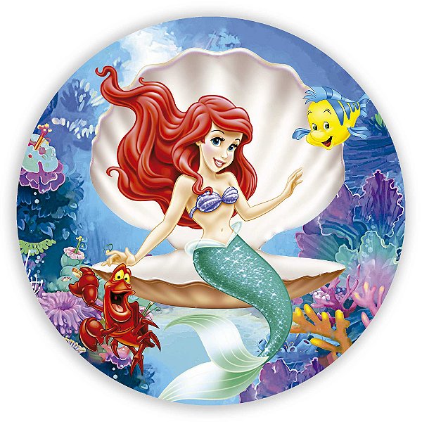 Capa Painel Redondo Sublimado - Ariel Pequena Sereia