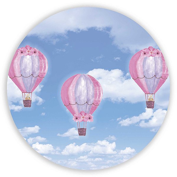 Painel Redondo - Balao Rosa - Sublimado 3D