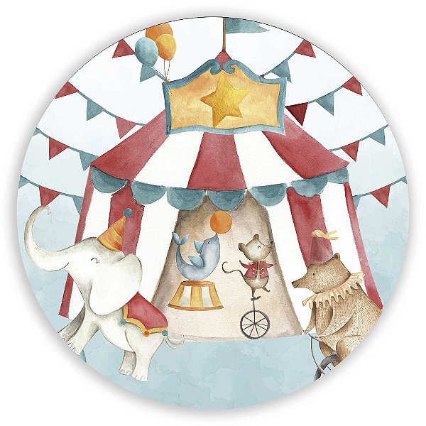 Painel Redondo - Circo Animais - Sublimado 3D