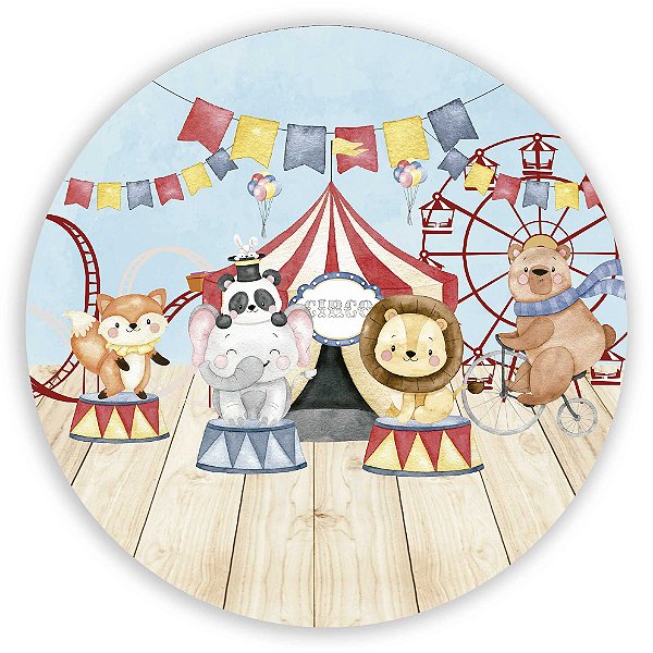 Painel Redondo - Circo Animais - Sublimado 3D