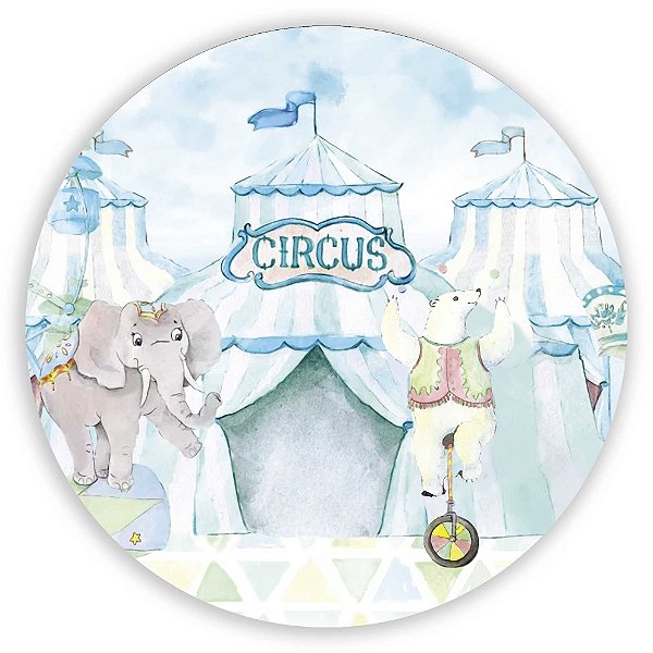 Painel Redondo - Circo Aquarela Azul - Sublimado 3D