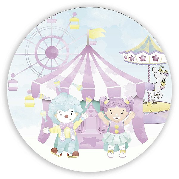 Painel Redondo - Circo Rosa - Sublimado 3D