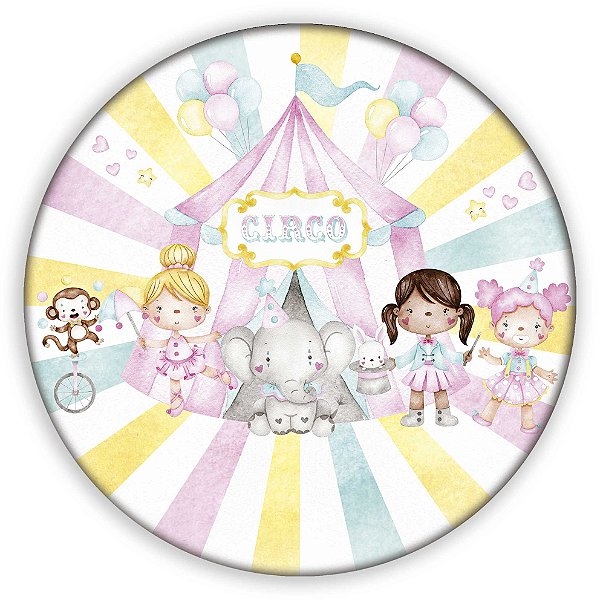 Painel Redondo - Circo Rosa - Sublimado 3D