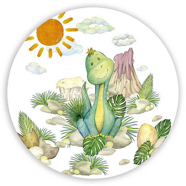 Painel Redondo - Dinossauro Cute - Sublimado 3D