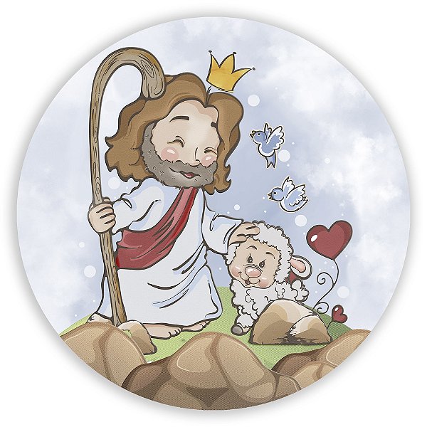 Painel Redondo - Jesus Cute  - Sublimado 3D