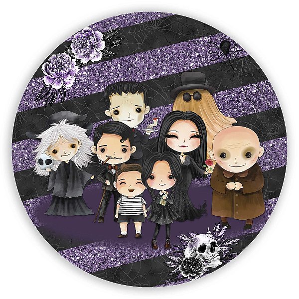 Painel Redondo - Familia Addams Cute  - Sublimado 3D