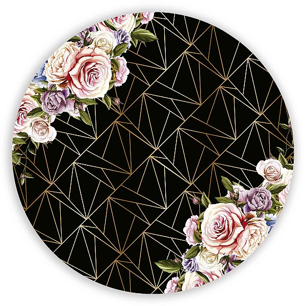 Painel Redondo - Floral Geometrico - Sublimado 3D