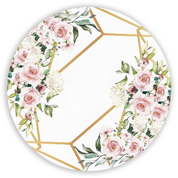 Painel Redondo - Floral Geometrico - Sublimado 3D