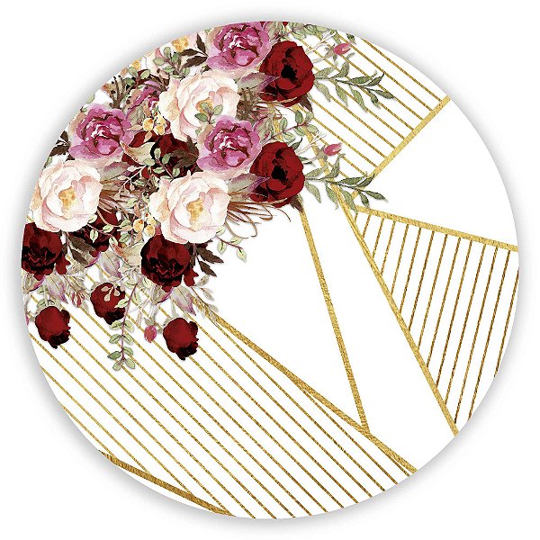 Painel Redondo - Floral Geometrico - Sublimado 3D
