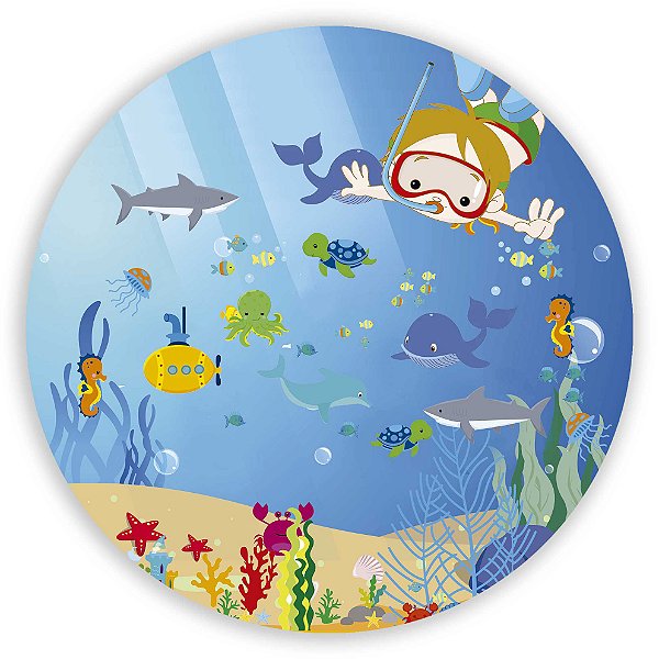 Painel Redondo - Fundo do Mar - Sublimado 3D