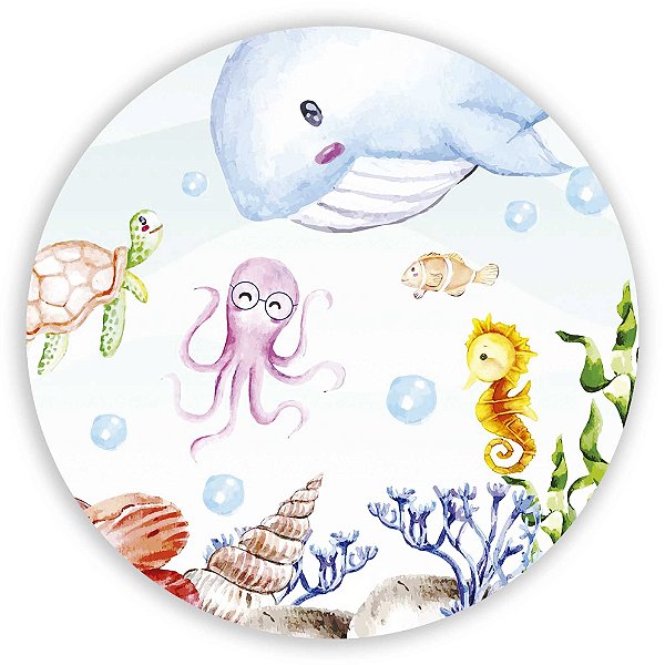 Painel Redondo - Fundo do Mar - Sublimado 3D