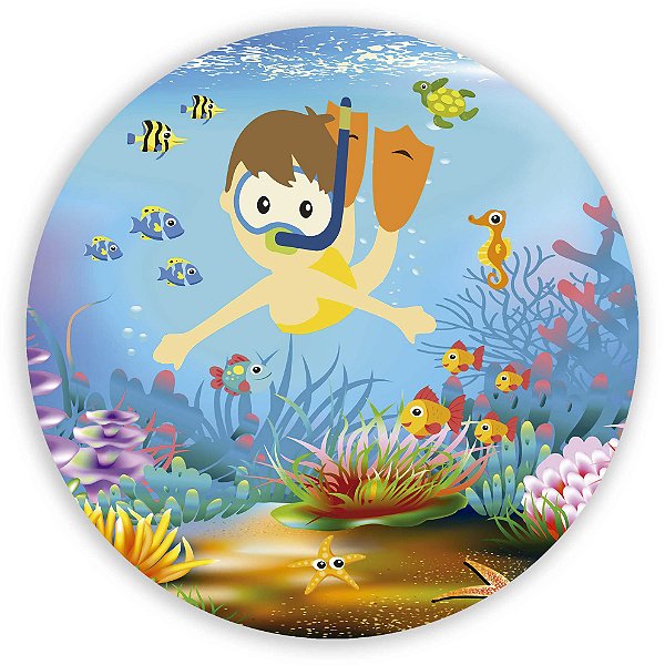 Painel Redondo - Fundo do Mar - Sublimado 3D