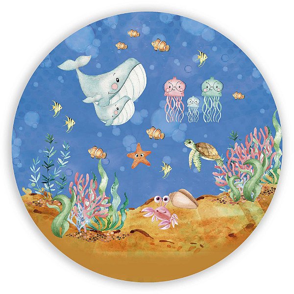 Painel Redondo - Fundo do Mar - Sublimado 3D