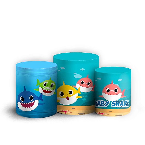 Trio Cilindro -  Baby Shark - Sublimado 3D + Elástico