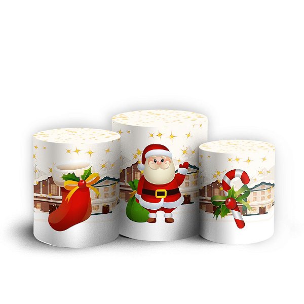 Trio Cilindro -  Natal Ano Novo - Sublimado 3D + Elástico