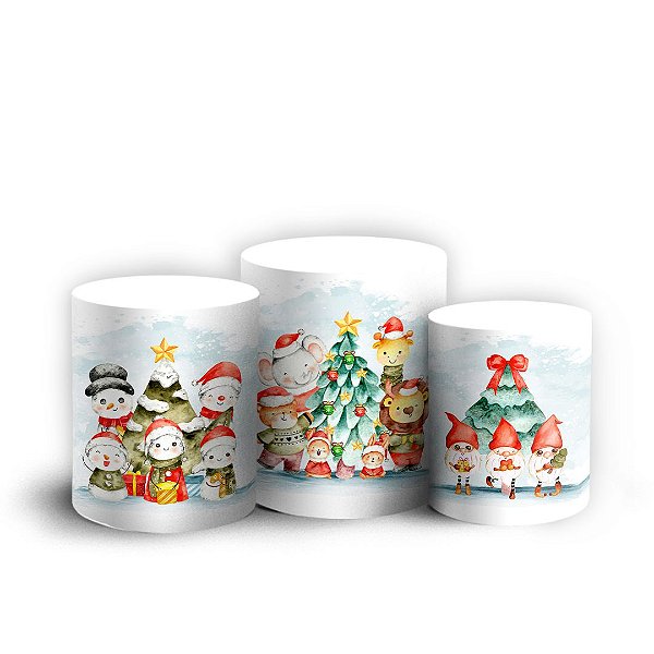 Trio Cilindro -  Natal Ano Novo - Sublimado 3D + Elástico