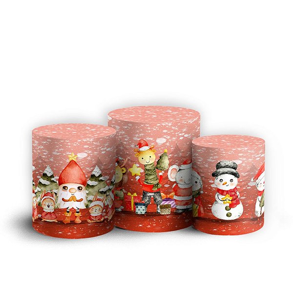 Trio Cilindro -  Natal Ano Novo - Sublimado 3D + Elástico