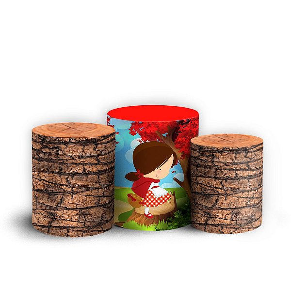 Trio Cilindro - Chapeuzinho Vermelho - Sublimado 3D + Elástico