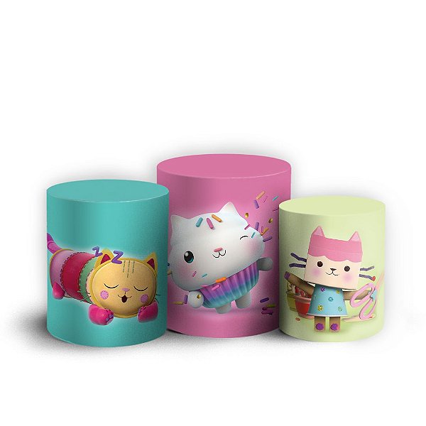 Trio Cilindro -  A Casa Magica da Gabby - Sublimado 3D + Elástico