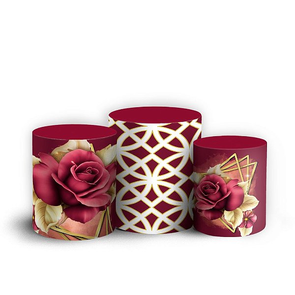 Capas Trio Cilindro Sublimado Vest Facil - Marsala