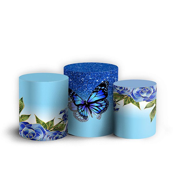 Trio Cilindro - Borboletas - Sublimado 3D + Elástico
