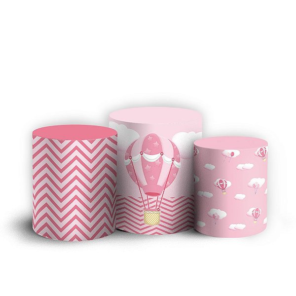 Capas Trio Cilindro Sublimado Vest Facil - Ursinha Baloeira Rosa