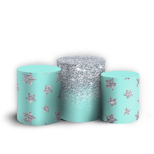 Capas Trio Cilindro Sublimado Vest Facil - Glitter Prata