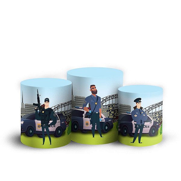 Capas Trio Cilindro Sublimado Vest Facil - Polícia