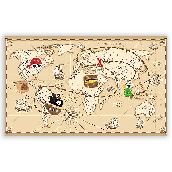 Painel Retangular - Mapa Tesouro Pirata - Sublimado 3D