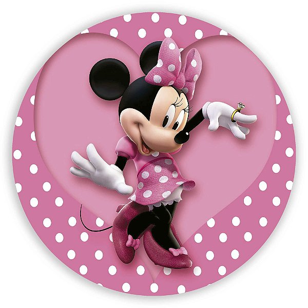 Painel Redondo - Minnie Rosa  - Sublimado 3D
