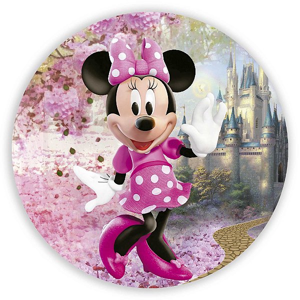 Painel Redondo - Minnie Rosa  - Sublimado 3D