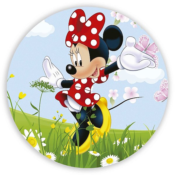 Painel Redondo - Minnie Vermelha  - Sublimado 3D