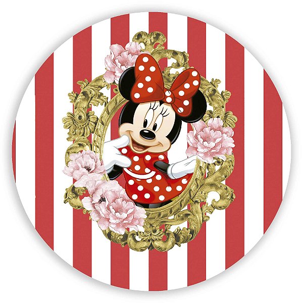 Painel Redondo - Minnie Vermelha  - Sublimado 3D