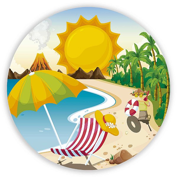 Painel Redondo - Praia  - Sublimado 3D
