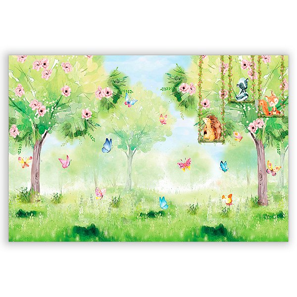 Capa Painel Retangular Sublimado - Bosque Animais