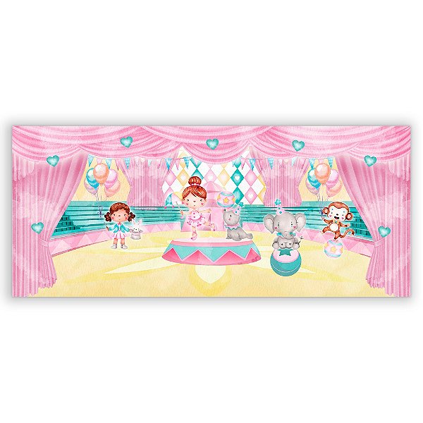 Capa Painel Retangular Sublimado - Circo Rosa