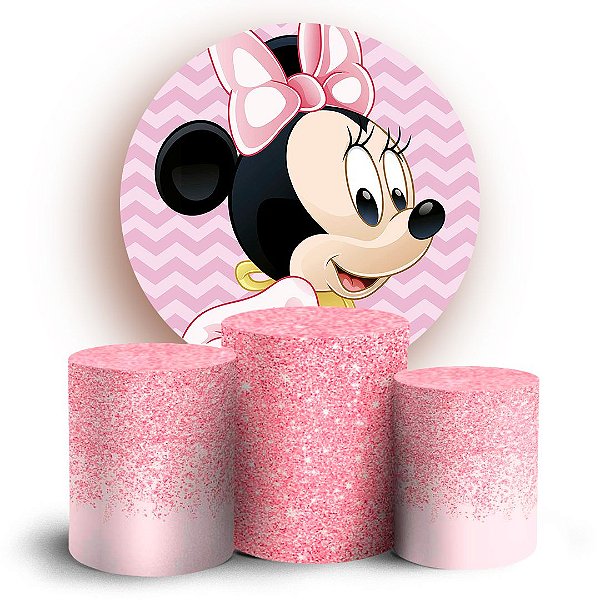Capas Painel Redondo e Trio Cilindro Sublimado - Minnie