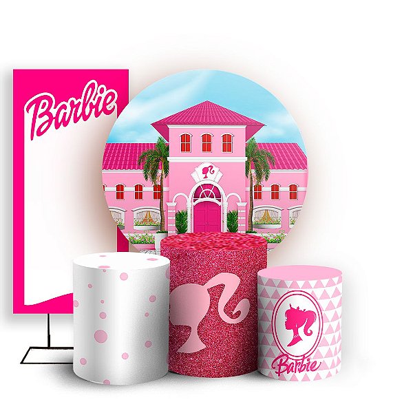 Capas Painel Redondo Trio Cilindro e Faixa Lateral Sublimado - Barbie
