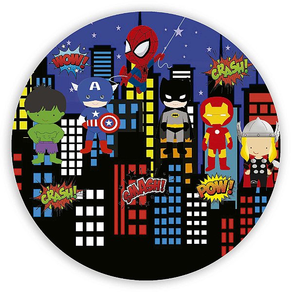Painel Redondo - Herois Cute - Sublimado 3D